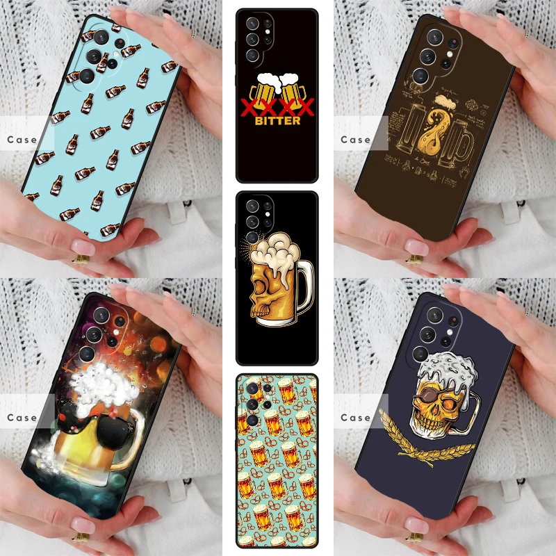 Beer Mug Beer Bubbles TPU Phone Case for Samsung Galaxy S26 S25 S24 S23 S22 S21 S20 Note10 Plus FE Ultra Cover