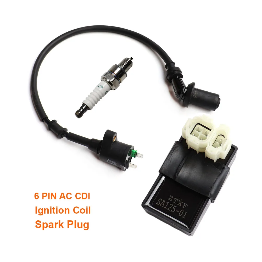 Motorcycle Start CDI Device High Voltage Igniter Racing AC 6 Pin CDI Box Ignition Coil Spark Plug for GY6 50-150CC Moped Scooter