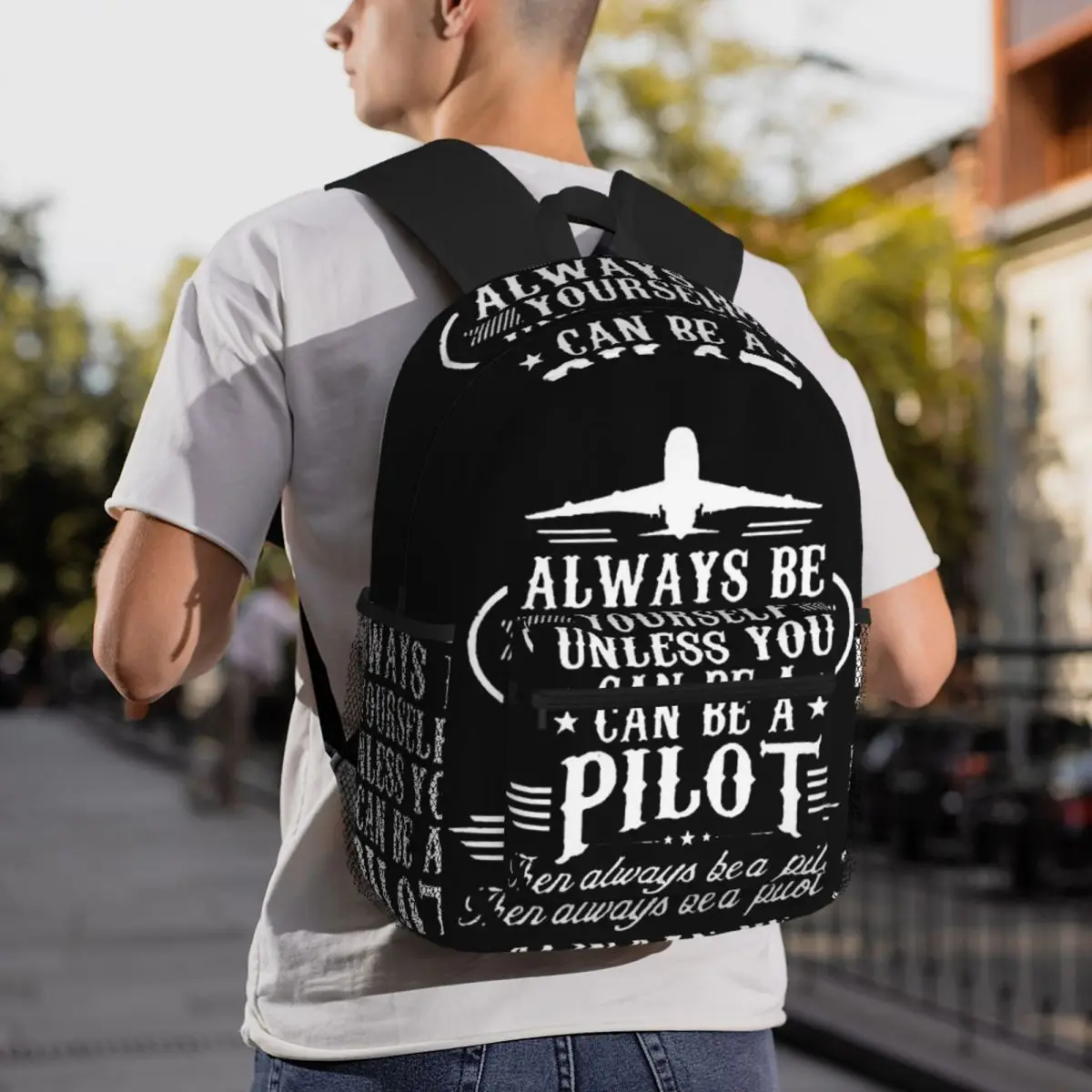 Born To Fly Captain Stripes Flight Pilot Aviation Aviator Airplane Large Capacity Boys Girls BookBag School Bag Shoulder Bags
