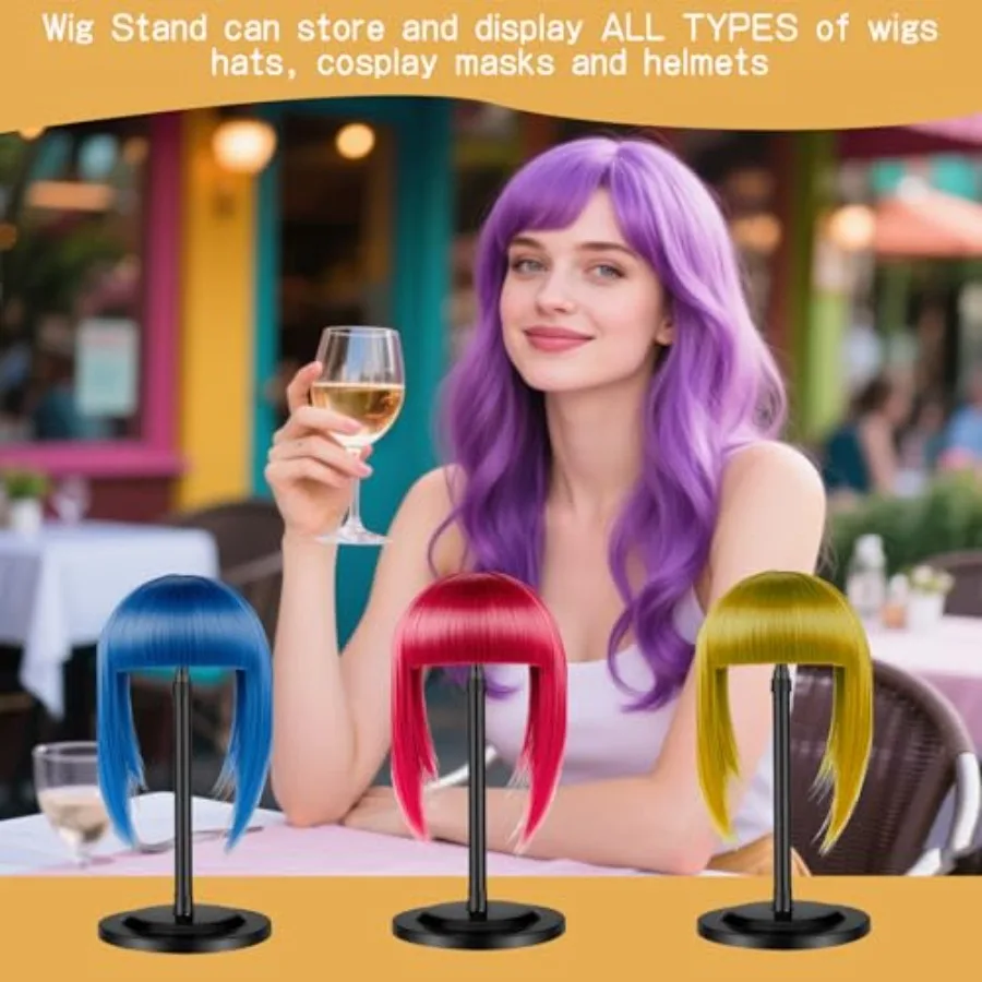 Geegoods 8-delige verstelbare pruikenstandaard 9.818.9 hoogte uitbreidbare pruikenhoofdhouder Stevige pruikhoed displaystandaard voor styling drogen T