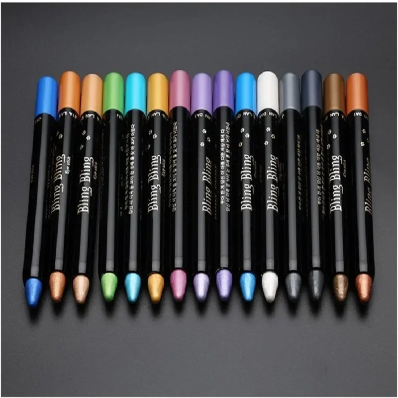 15 Colors Pearlescent Eyeshadow Pencil Waterproof Long Lasting Glitter Shimmer Eye Shadow Pen Eyeliner Stick Eyes Makeup Tools