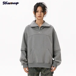 American Vintage Warm Hoodies Plus Size for Women Women's Fashion Sweatshirts Front Pocket Sweatshirt Black with Zipper Woman