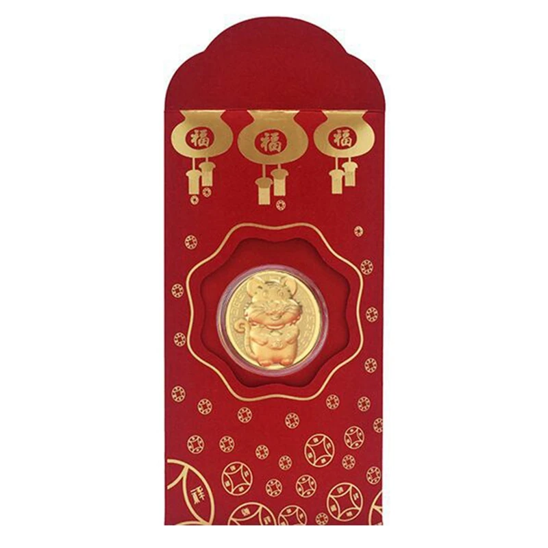 Year Of The Tiger Gold Coin Red Envelope,Chinese New Year Auspicious Items(Include Red Envelope)