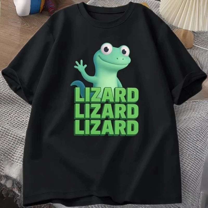 Lizard Lizard Meme T-Shirt for Men Women Funny Weirdcore Y2K Clothes Casual Loose Short Sleeve Cotton T Shirt Round Neck Tops