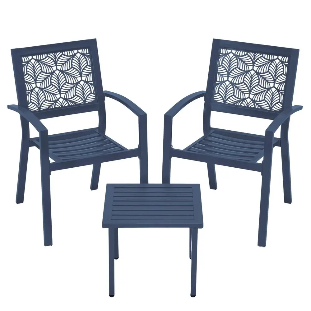 

Piece Patio Bistro Set, Outdoor Steel Furniture Set, Stackable Modern Conversation Sets for Balcony Garden Deck Patio w 2 Chair