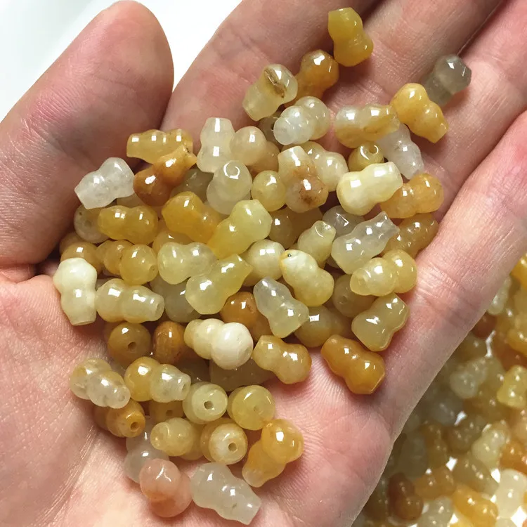 Natural Old Yellow Jade Xinjiang Golden Silk Gourd DIY Beads Accessories Handmade Craft Supplies For Jewelry Making Drop Ship