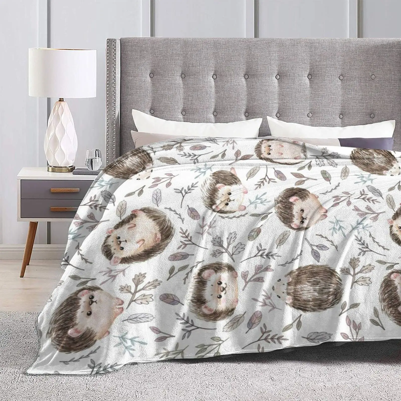 Hedgehog Blanket, Soft Flannel Throw Blanket with Super Cute Hedgehog Gifts for Girl Women Hedgehog Lovers Blanket for Couch Bed