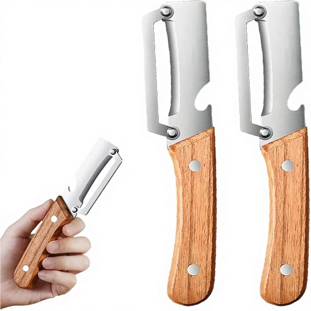 1/2/3/5pcsStainless Steel Peeler For Slicing Fruits And Vegetables Multi-Function Kitchen-Specific Peeler With Wooden Handle
