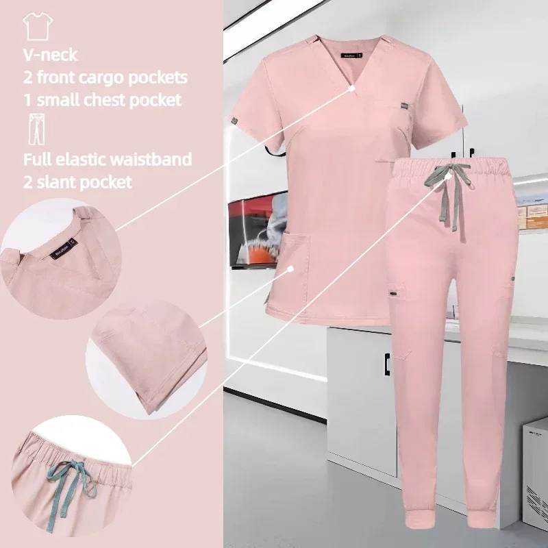 Acessórios de enfermeira fino ajuste esfrega conjuntos feminino uniformes médicos hospital médico roupas clínica dentária workwear pet ternos cirúrgicos