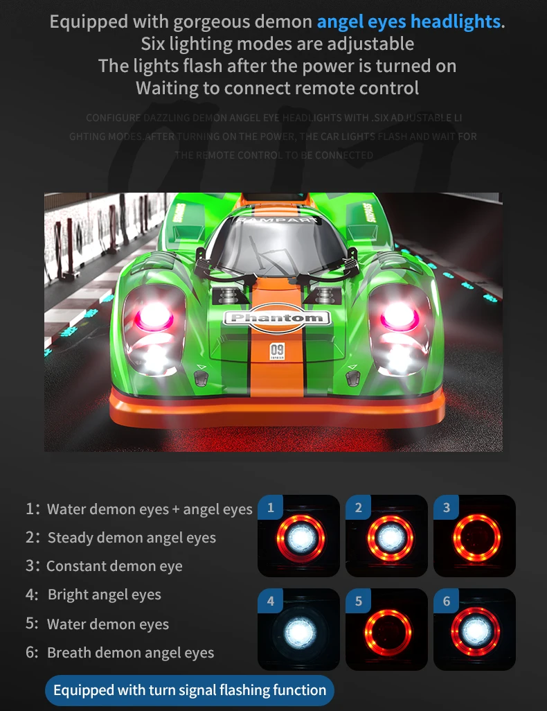 1:16 Full Scale RC Racing Car 60KM/H Brushless Remote Control Drift Vehicles With Led Lights Adults Racing Car Toy Gift