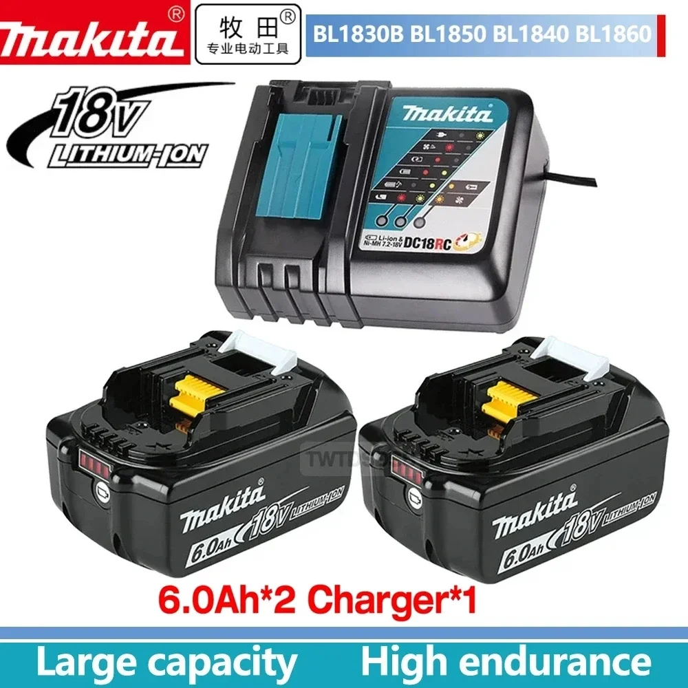 BL1860B.Makita-batería recargable Original de 18V, 6,0 Ah, DTW700, DDF487, BL1850B, BL1860B, herramienta de repuesto