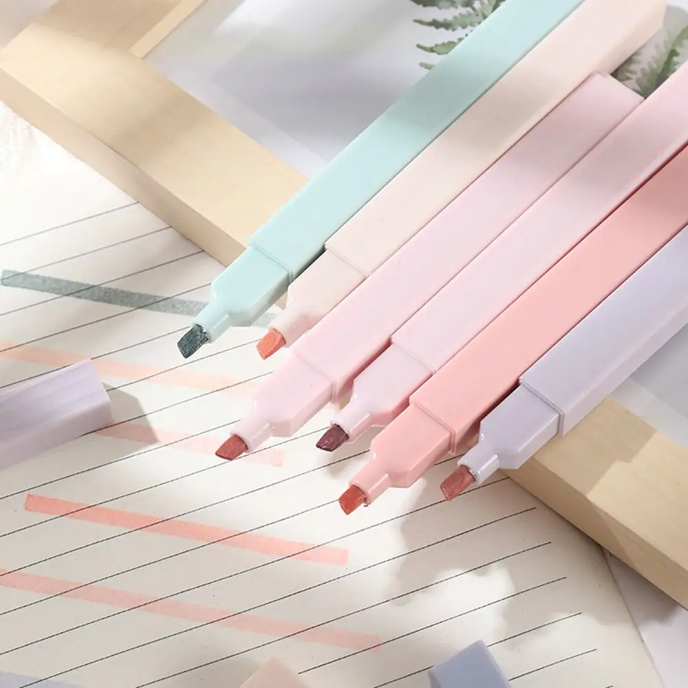 6 قطعة أقلام تحديد لطيفة أقلام الباستيل مع طرف ناعم ألوان خفيفة فسفورية ألوان متنوعة أقلام تمييز #4