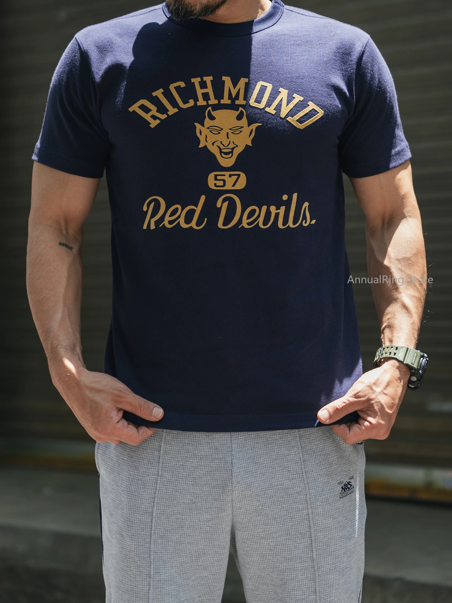 Non Stock Flock Print T-Shirt Army Military-Inspired Graphic Cotton Tee Short Sleeve