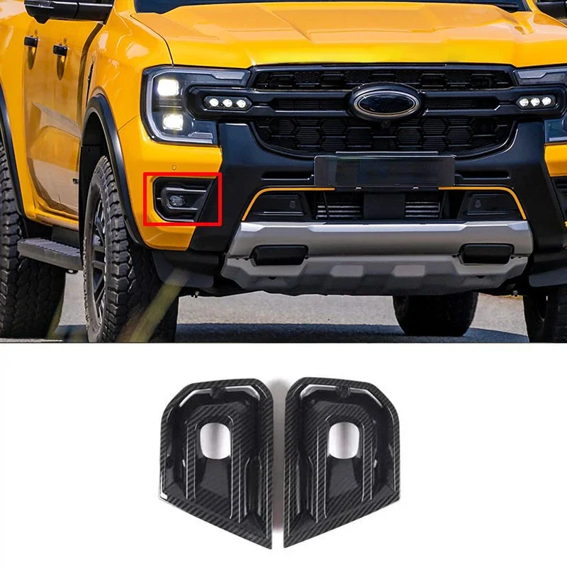 

For Ford Ranger 2023-2024 ABS Carbon Fiber Car Front Bumper Fog Lamp Light Cover Trim Stickers Car Accessories