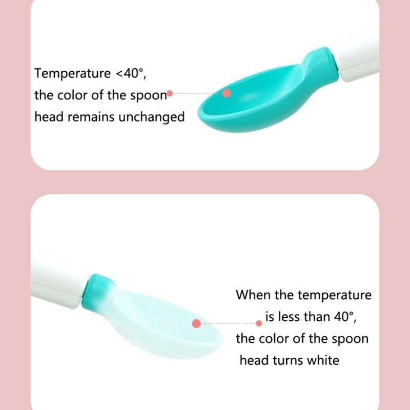 J15U ملعقة تغذية للأطفال الصغار في المرحلة الأولى ملعقة حساسة لدرجة الحرارة هدية مغرفة