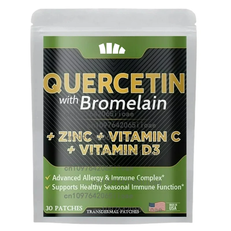 

30 Patches Quercetin Transdermal Patches with Vitamin C and Zinc, Bromelain Support Immune