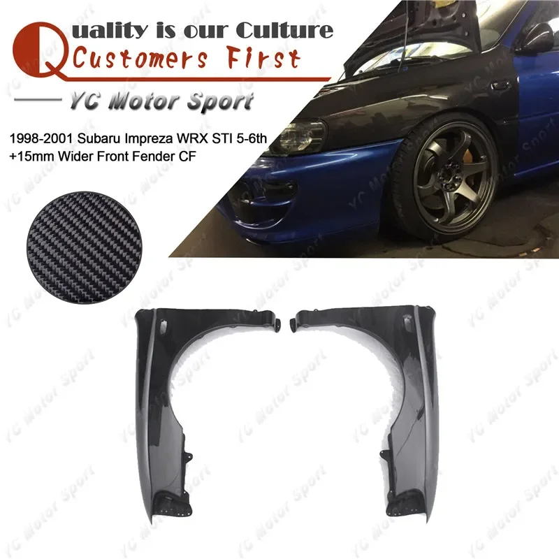Car Accessories Carbon Fiber +15mm Wider Front Fender Fit For 1998-2001 Impreza WRX STI 5-6th Wider Front Fender Cover