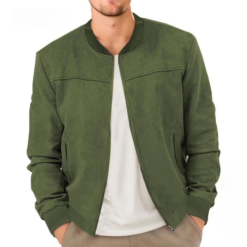 New cross-border men's clothing autumn European and American fashion and leisure explosion suede light sweater jacket