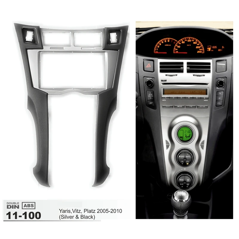 2 Din Car Radio Stereo Frame Trim Kit of Dashboard for Toyota Yaris Vitz Platz 2005-2011 Dvd Player Installation Bezel