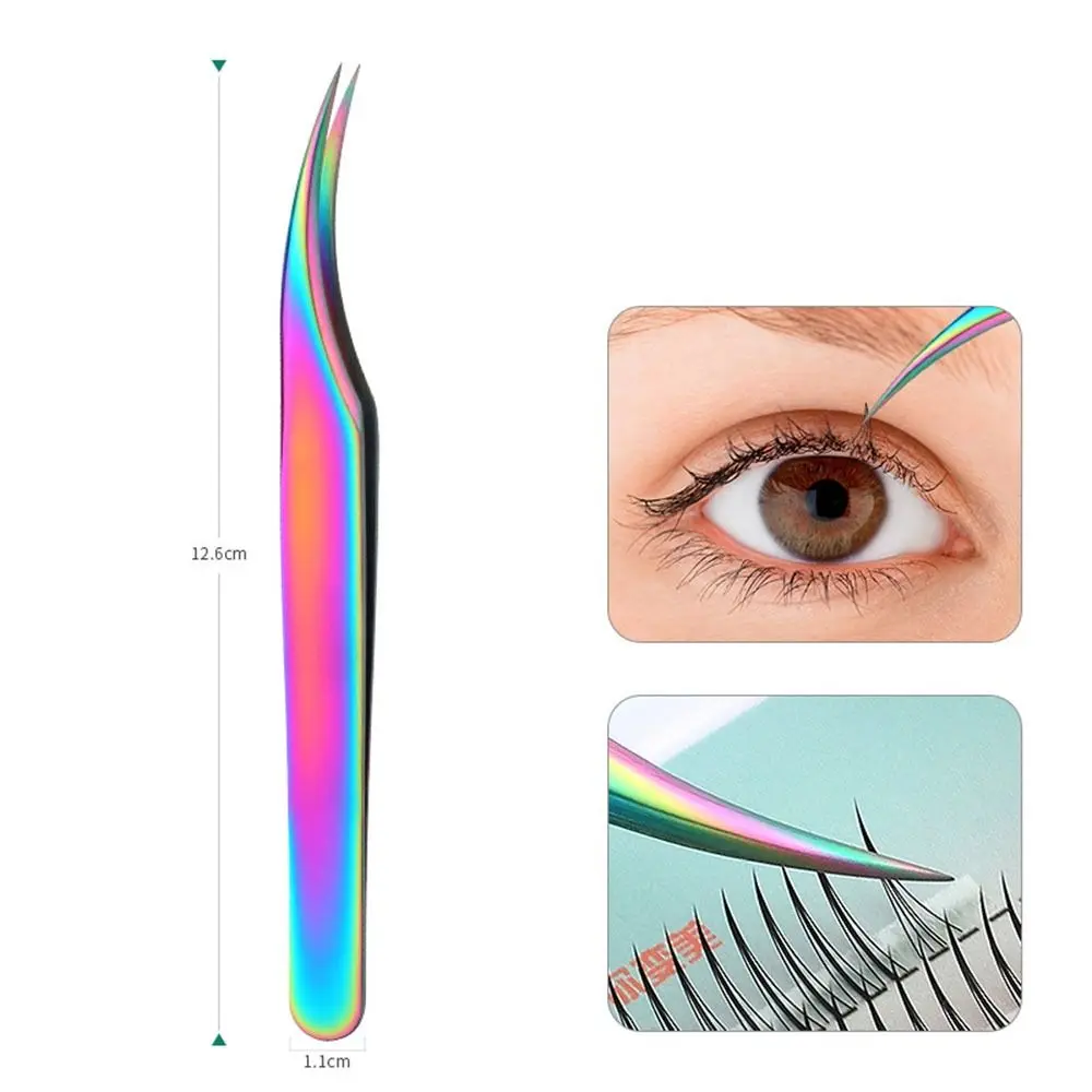 Stainless Steel Eyelash Tweezers Anti-static Grafting Eyebrow Hair Clip High Quality Professional Eyelash Extension Clip Pliers