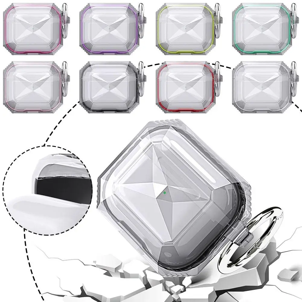 For 4 Diamon-shaped Transparent Tpu Protective Cover Anti-fall Dustproof Earphone Clear Skin Cover Z7w7