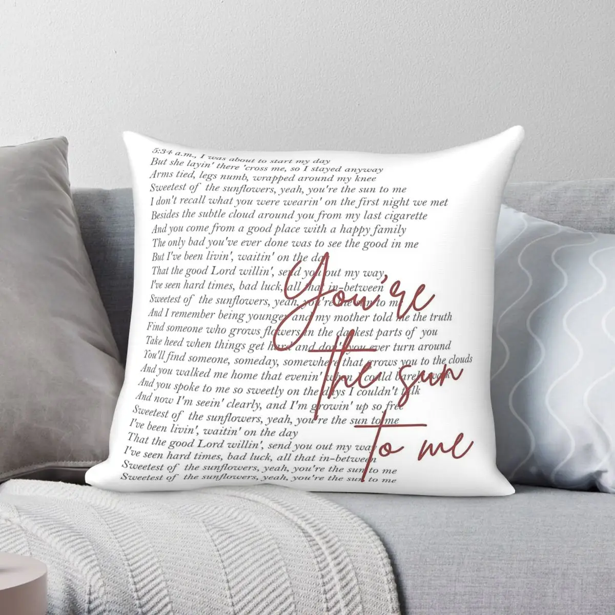 Zach Bryan Sun To Me Square Pillowcase Polyester Linen Velvet Pattern Zip Decor Throw Pillow Case Home Cushion Case