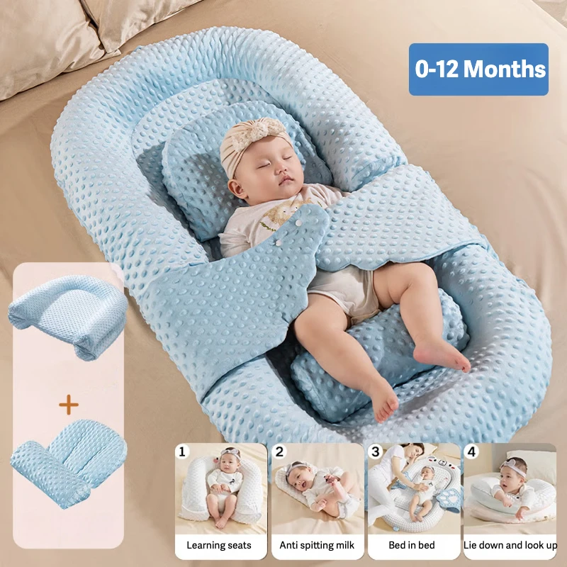 역류 방지 아기 경사 베개 - 신생아부터 12개월까지 수유 및 수면용 유아용 침대 패드, 휴대용 역류 방지 지지대, 세탁 가능