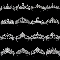 Silver Crystal Rhinestone Princess Cake Crown Bridal Wedding Tiaras Birthday Party Fashion Headdress Bridesmaid Gift For Women