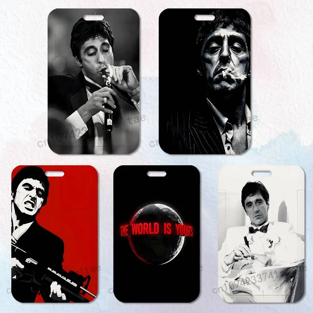 

S-Scarfaces Tony Montana Badge Holder Pass Bus Work Card Cover Chest Pocket Students Card Holder Small Gift