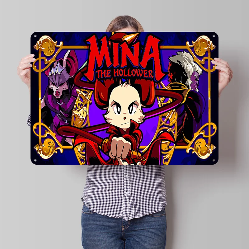Mina The Hollower Game Art 3D Texture Metal Poster Customized Wall Art Tin Sign Gift for Mancave Home Decor Items Room Ornaments