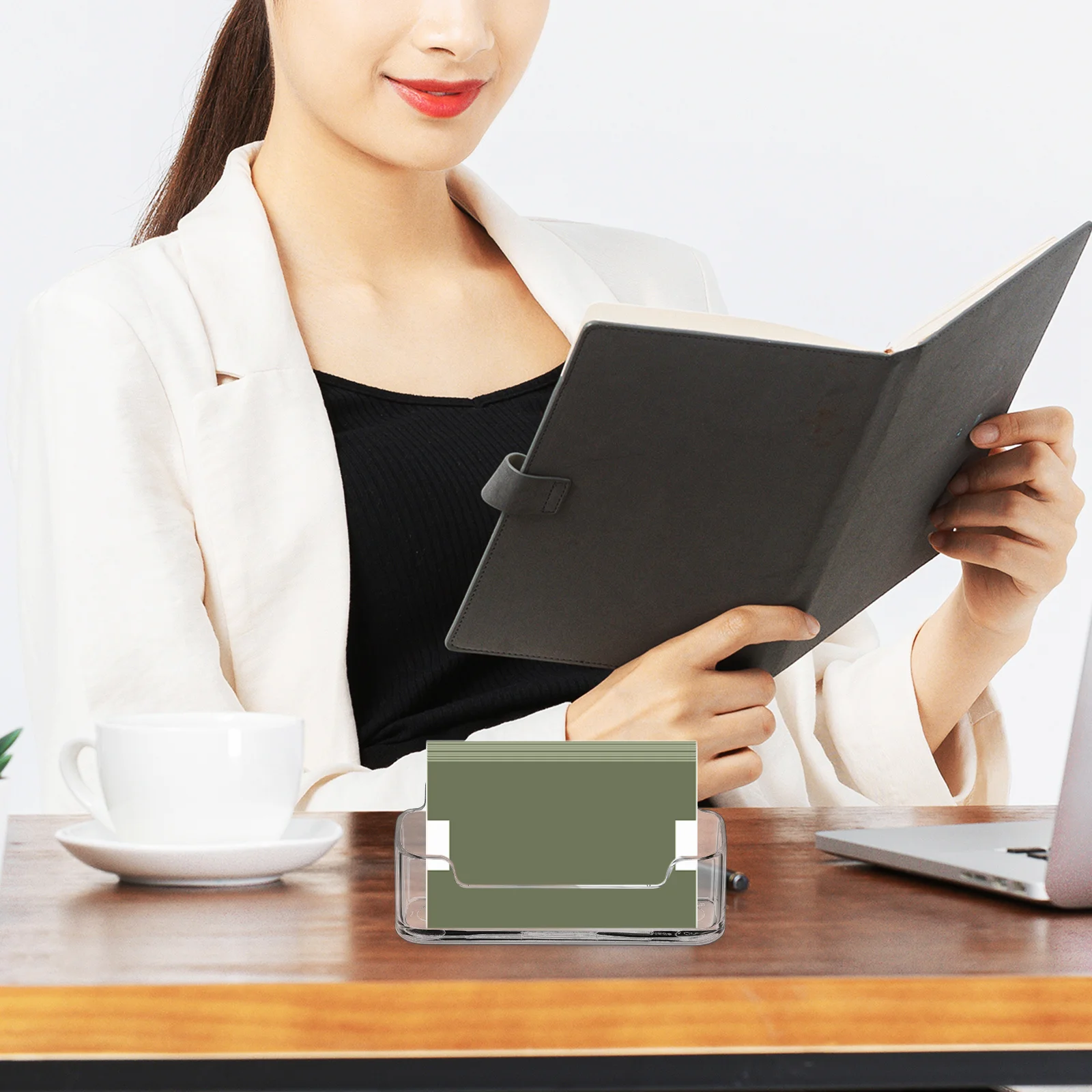 

6Pcs Business Card Holder Clear Acrylic Desk Organizer Name Card Stand Business Cards Display Storage Rack Office