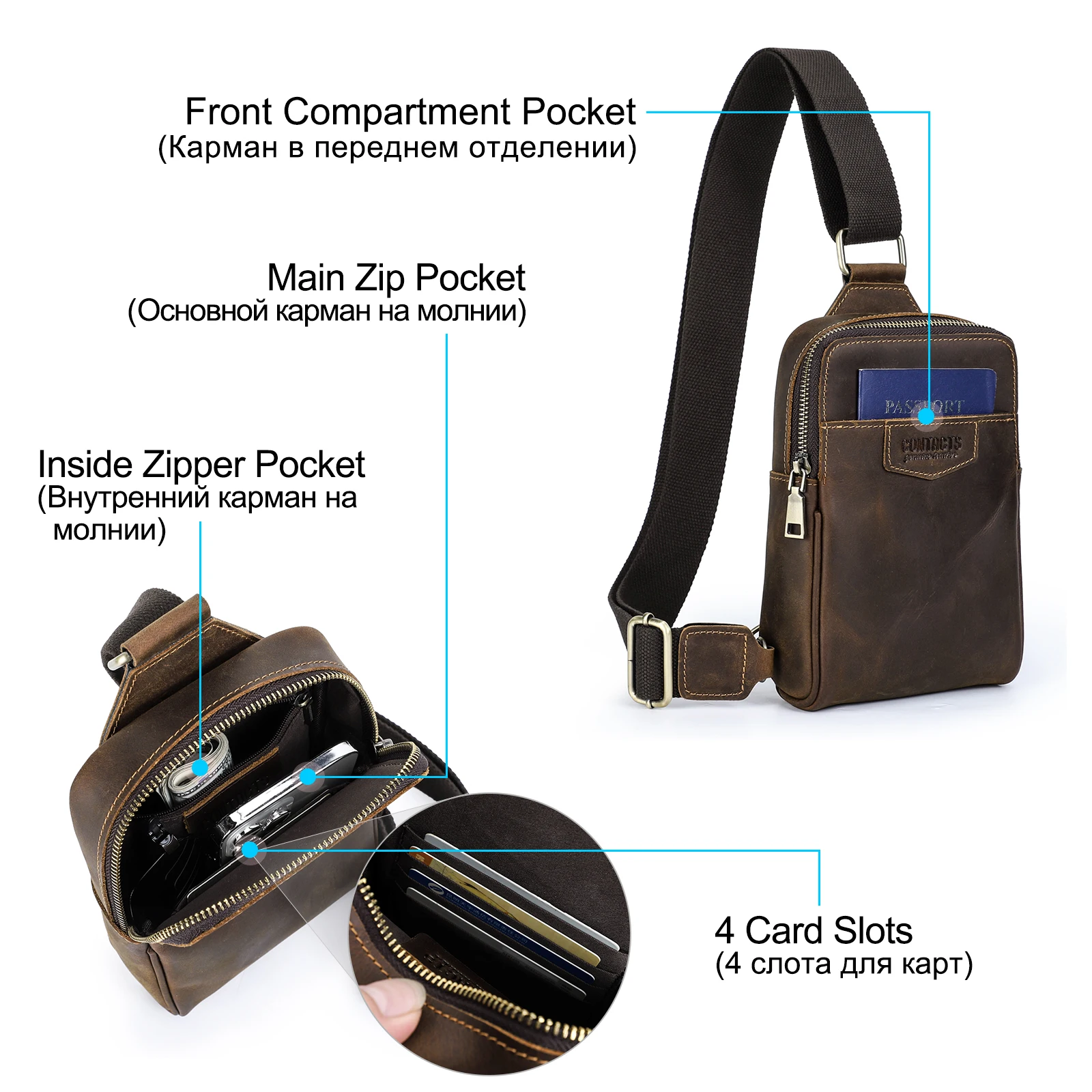 Imagem -03 - Pequeno Couro Genuíno Cintura Peito Bolsa para Homens Ombro Crossbody Bags Lazer Viagem Outdoor Sports Fanny Pack Mini Belt Bag