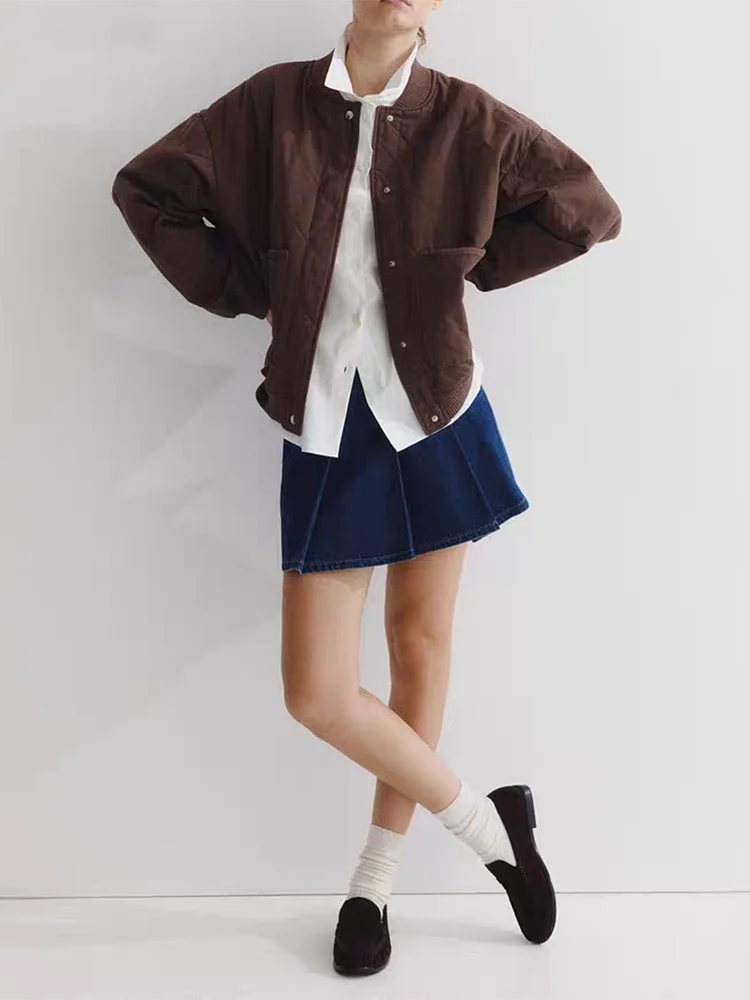 معطف Jaet كبير الحجم مبطن بياقة منخفضة الضلع وصل حديثًا لخريف 2025 معطف نسائي غير رسمي طويل Sve ort