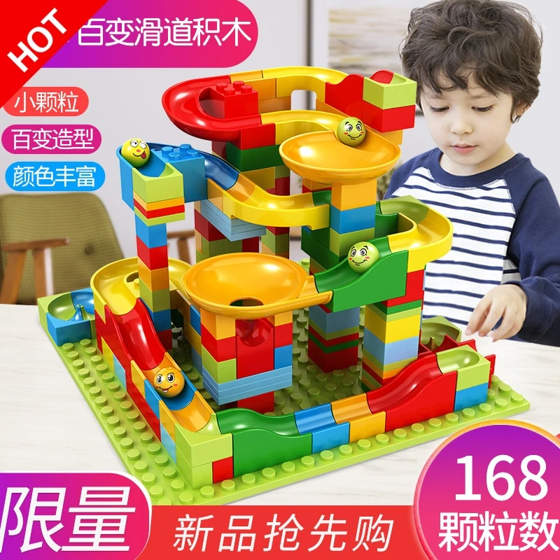 

Race Run Block Building Maze Ball Funnel Slide DIY Creative Bricks Assemble Bulk Model puzzle festival birthday Kid gift Toy