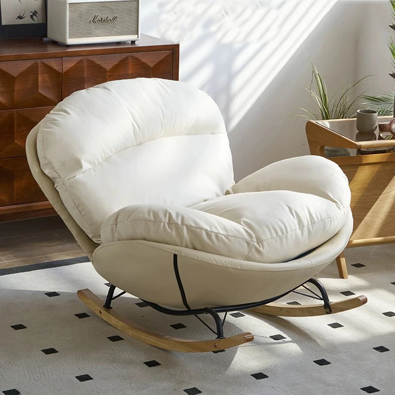 Factory Direct 2026 Modern Luxury Living Room Chairs Egg Rocking Recliner Chair Lounge Sofa Single Lazy Magical Metal Frame