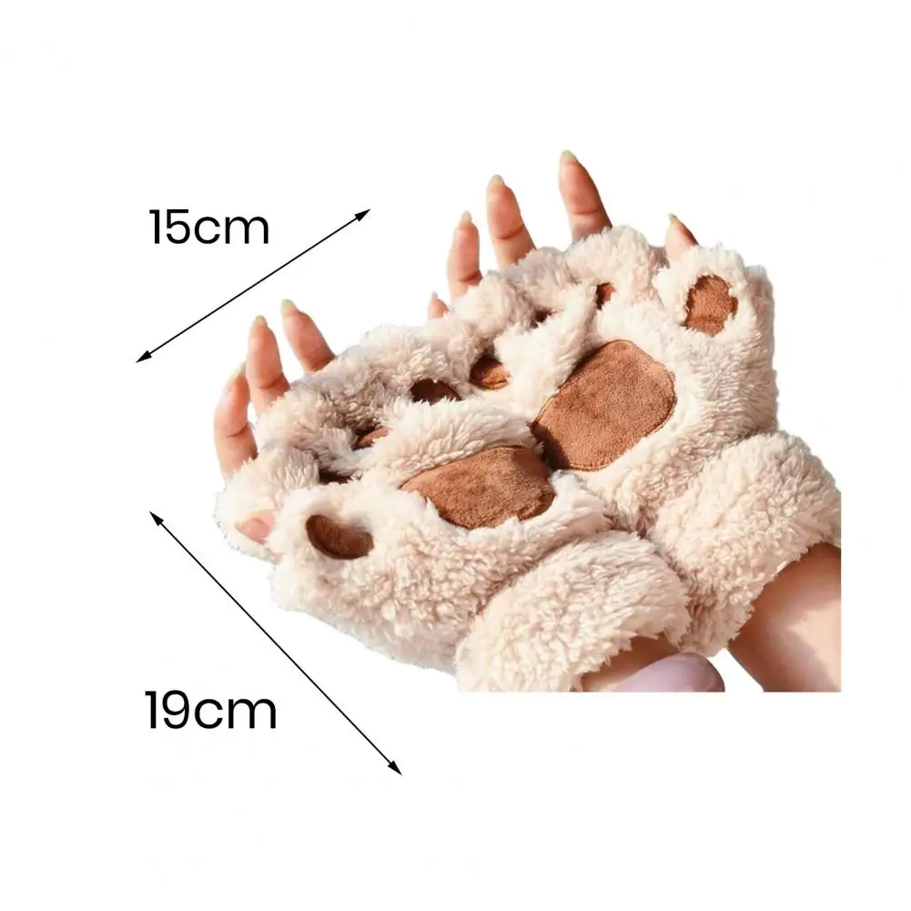 Warm Comfortable Gloves Cozy Plush Cat Paw Claw Gloves for Women Cute Winter Kitten Mittens Warm Non-slip Fingerless for Office