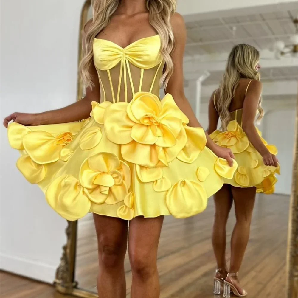 

Classic Candy Color Sweetheart Flowers A-Line Formal Evening Dresses Birthday Party Prom Gowns Customized