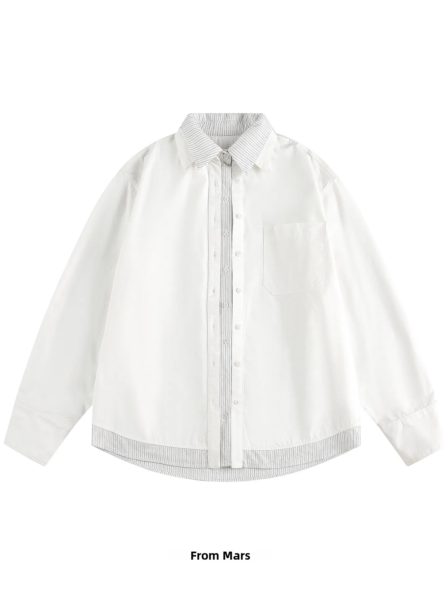 

from Long Sve Striped irt Couple Lazy Sle Plaid Two-Piece Collar Splicing Loose Fit Breathable Cotton Casual irt