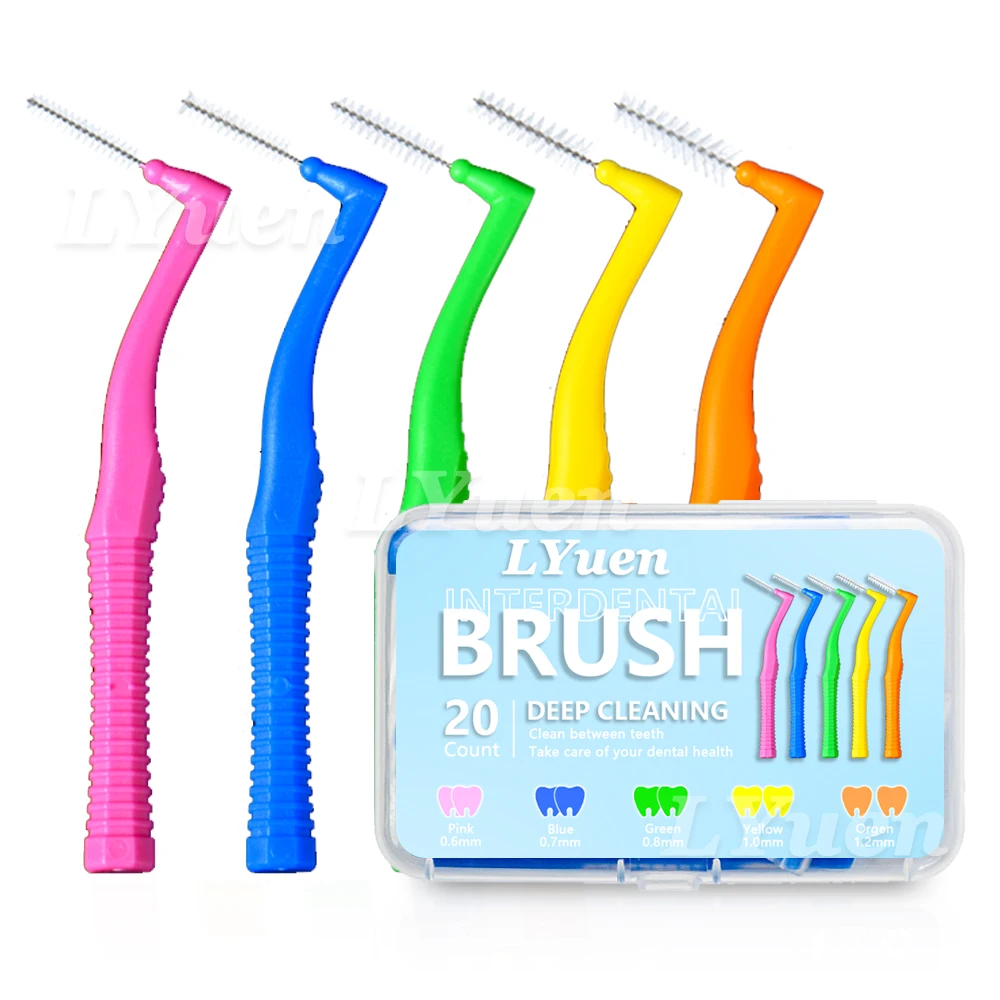 Brosse interdentaire Push-Pull en forme de L, cure-dents orthodontique, blanchiment des dents, brosse à dents, soins d'hygiène buccale, 20 pièces/boîte