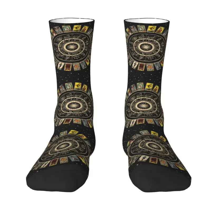 Novelty Printing Major Tarot Astrology Chart Socks for Women Men Stretch Summer Autumn Winter Goth Zodiac Witch Magic Crew Socks