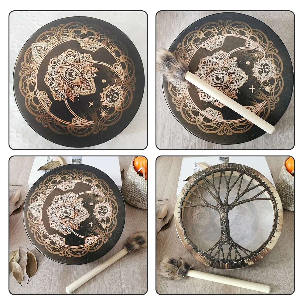 Decoration Drum Handmade Crafts Fashion Shaman Drum Desktop Ornament Sound Healing Tool for Spiritual Music Meditation