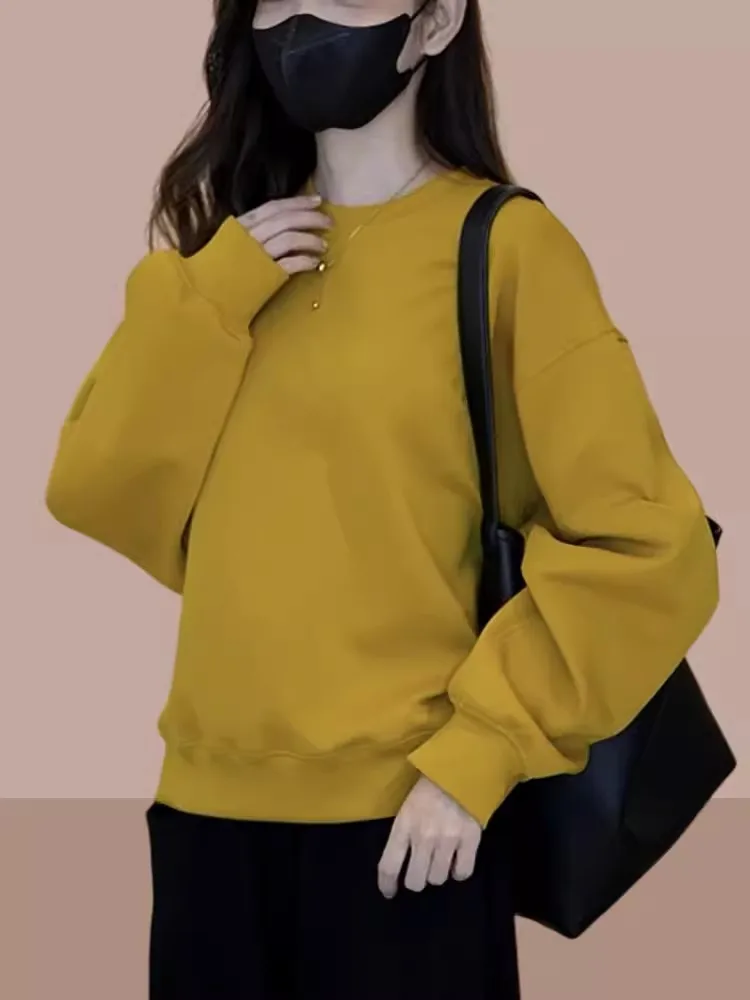 

Spring Autumn Women's Loose Casual Sweatirt Faionable All-Match Small Size Comfortable Long Sve round Ne Sweater