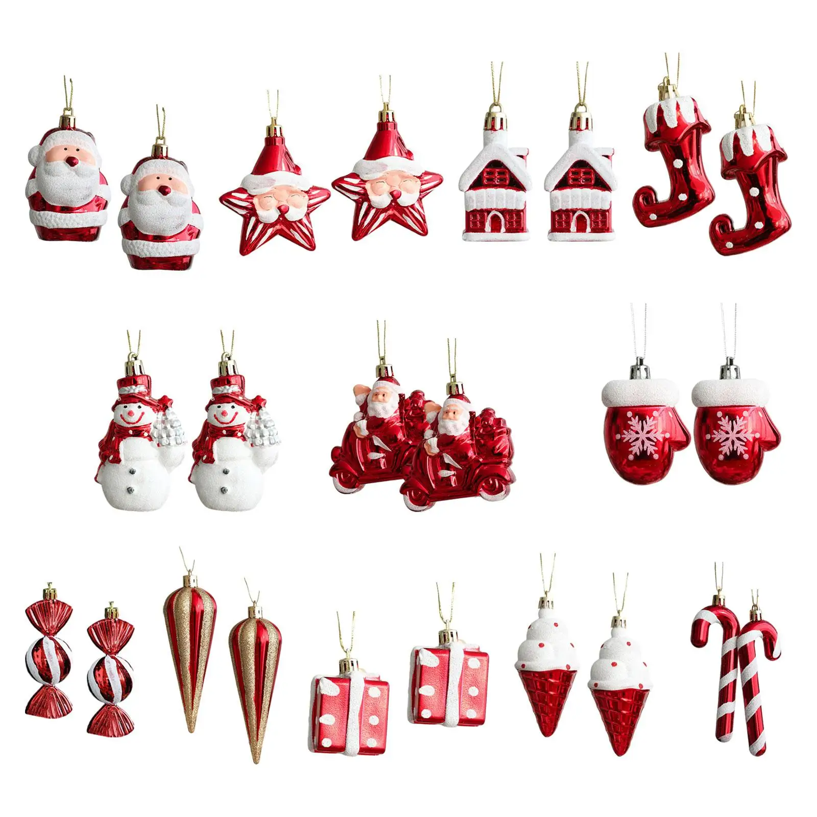 

24Pcs Xmas Pendants Doors Holiday Christmas Tree Hanging Decorations for Farmhouse Fireplace Festival Housewarming Family Friend