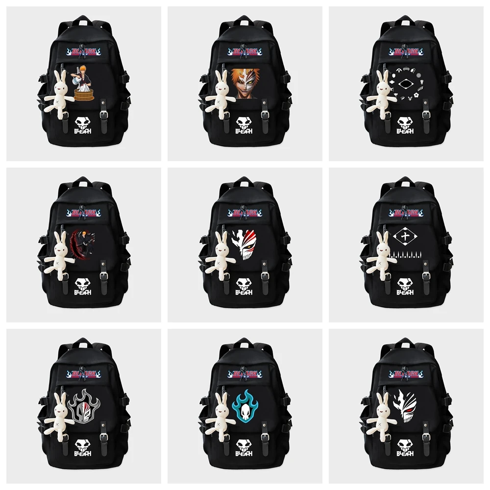 

Anime Satchel Bleach Kurosaki Ichigo Backpack Black Student School Book Bags for Teenage Kids Travel Bagpack Shoulder Bags Gift