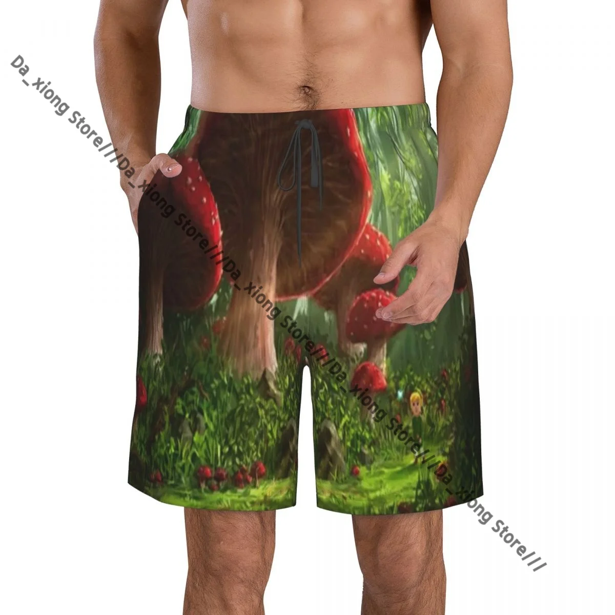 Mushroom Forest Quick Dry Swimming Shorts For Men Swimwear Swimsuit Trunk Bathing Beach Wear