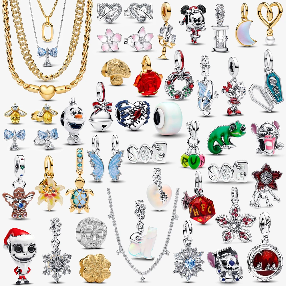 2026 New 925 Silver Texture Cat Claw Bee Elephant Chameleon Bead Man Eating Flower Lantern Pendant DIY Exquisite Charm Jewelry