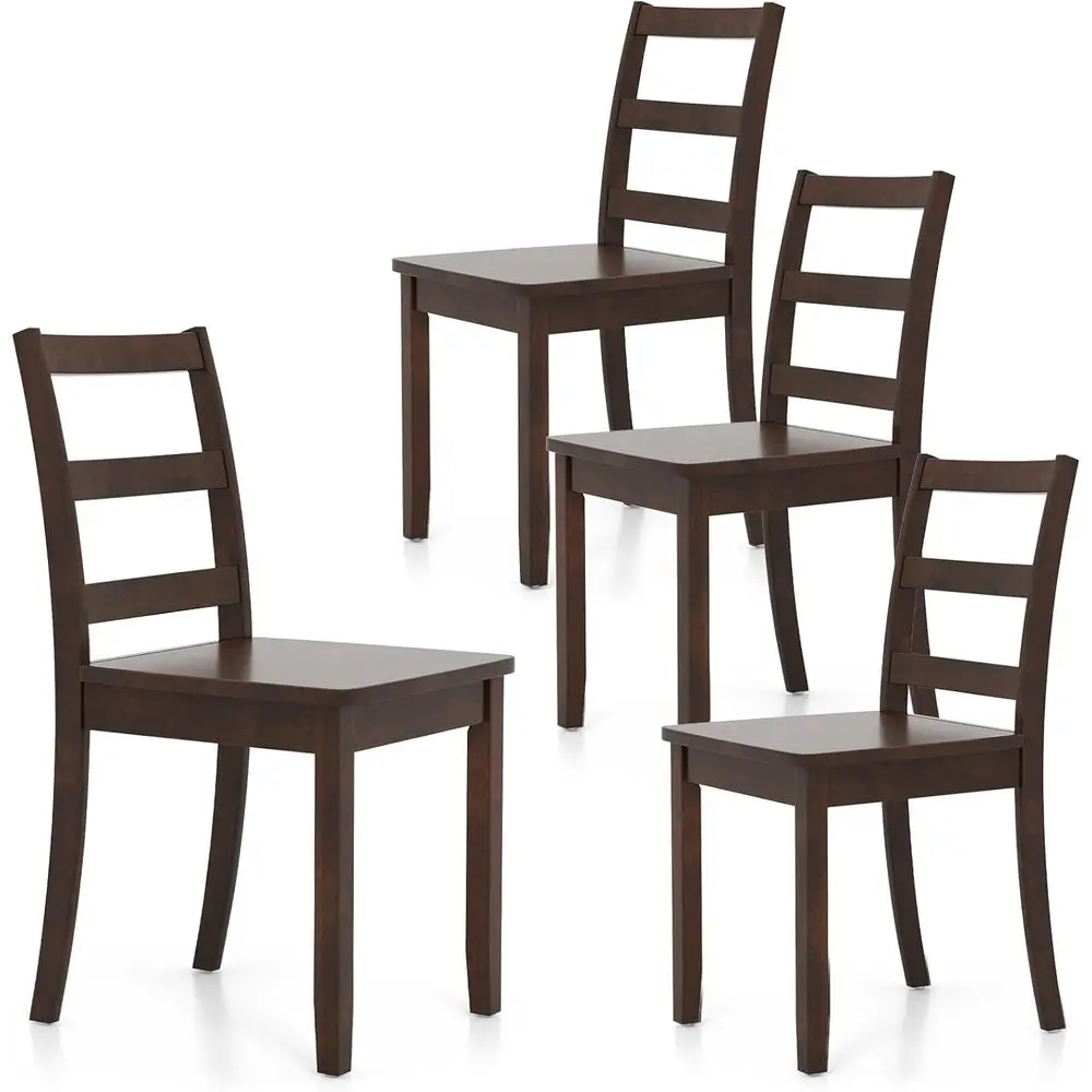 

4-Piece Dining Chair Set with Ladder Back Design, Solid Rubberwood Legs, and Non-Slip Pads for Dining Rooms, Living Rooms, and R