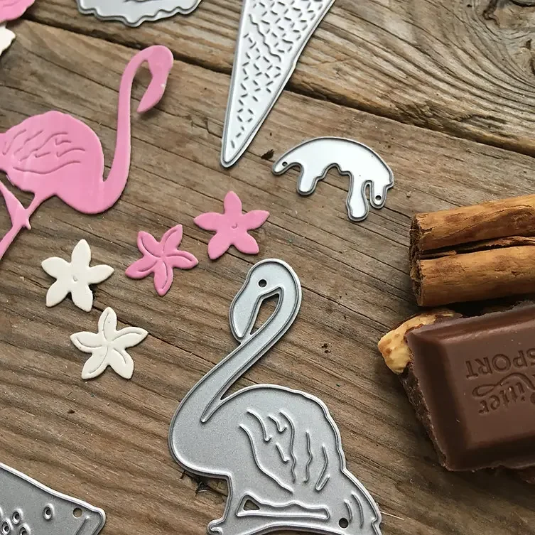 Piggy Craft metal cutting dies cut die mold Ice cream flamingo Scrapbook paper craft knife mould blade punch stencils dies