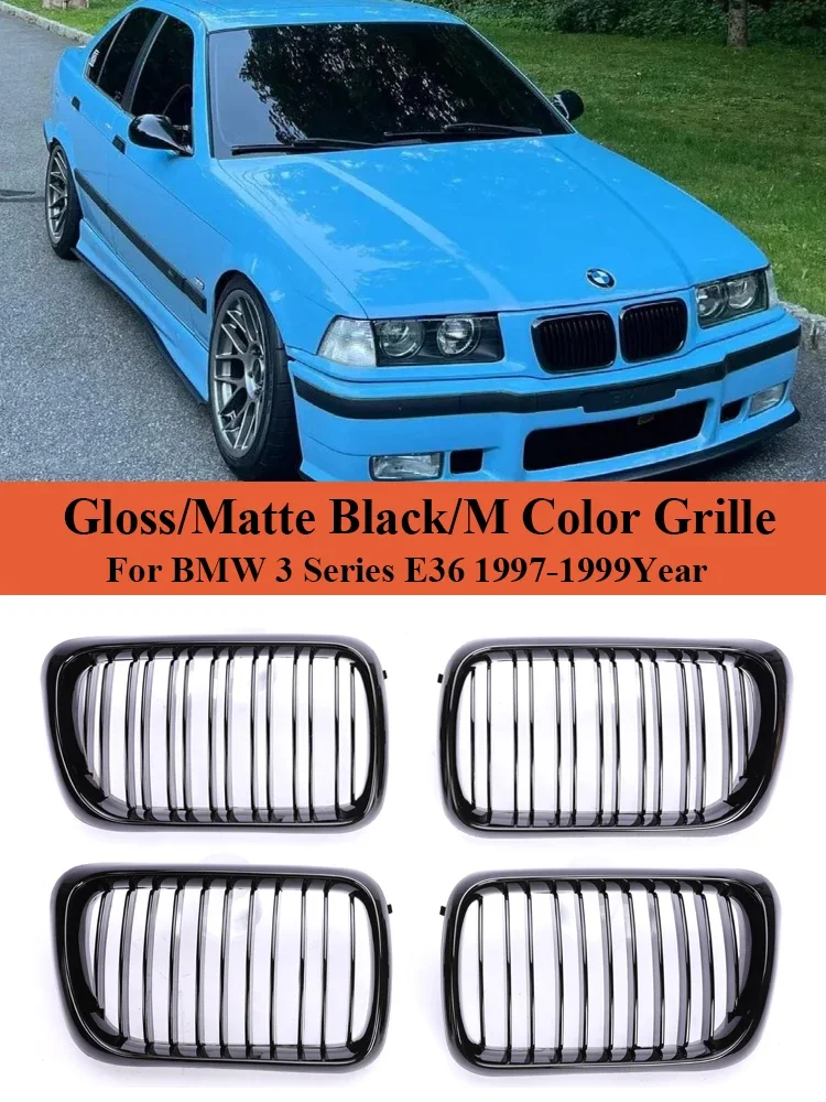 

For BMW 3 Series E36 1997-1999 Front Bumper Racing Grille Kidney Inside Facelift Gloss Black Grills Cover 325i 320i 328i 318i