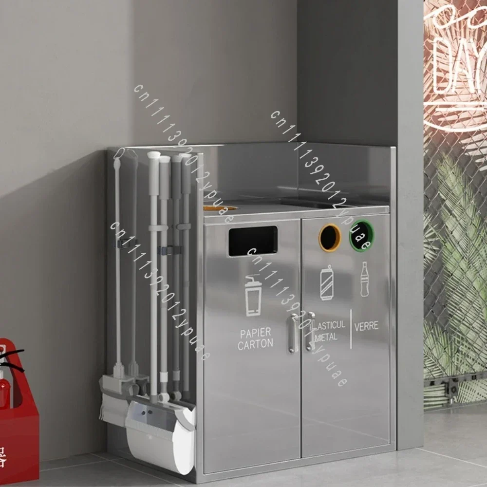 Vertical Hidden Rectangular Trash Can, Indoor Garbage Disposal Cabinet for Commercial Kitchen, Beverage & Burger Shop